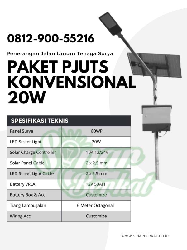 Paket Lampu PJU Solar Cell Konvensional 20 Watt Paket Lampu PJU Solar Cell Konvensional 20 Watt