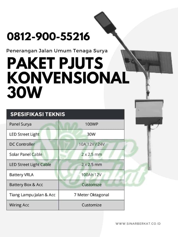 Paket Lampu PJU Solar Cell Konvensional 30 Watt Paket Lampu PJU Solar Cell Konvensional 30 Watt