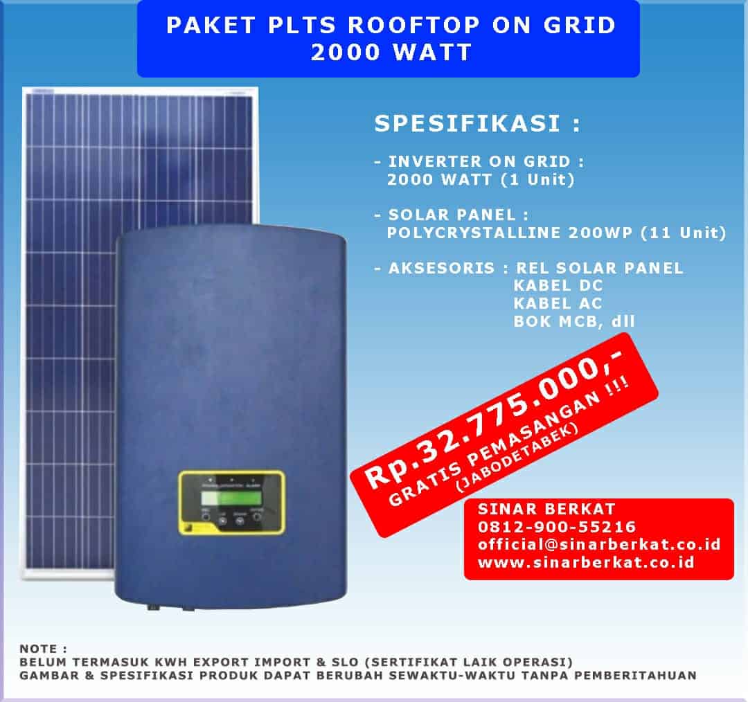Paket PLTS ROOFTOP On Grid 2000Watt